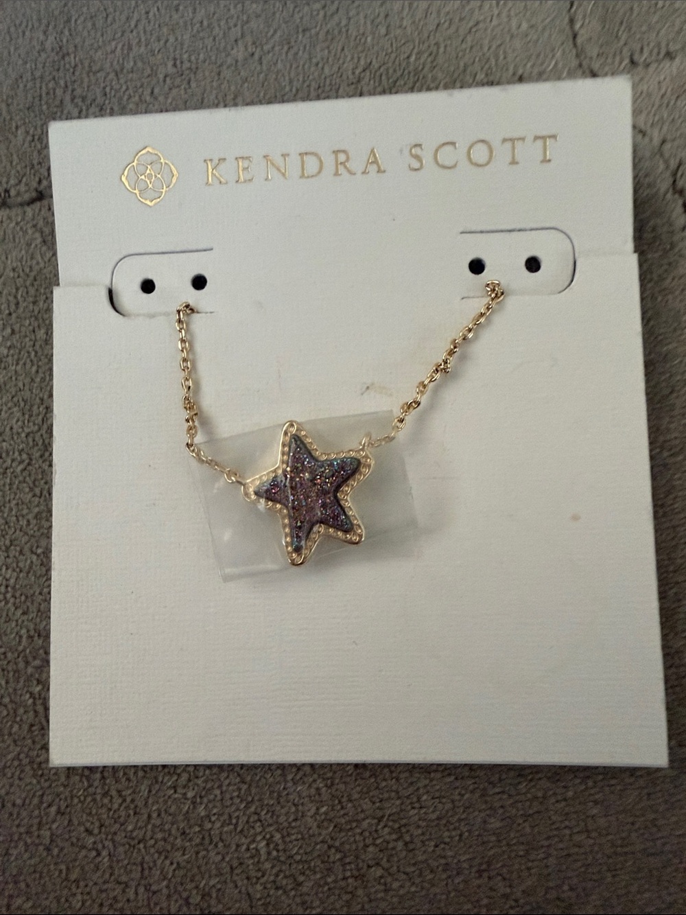 Kendra Scott Gold Star Necklace with Purple Glitter
